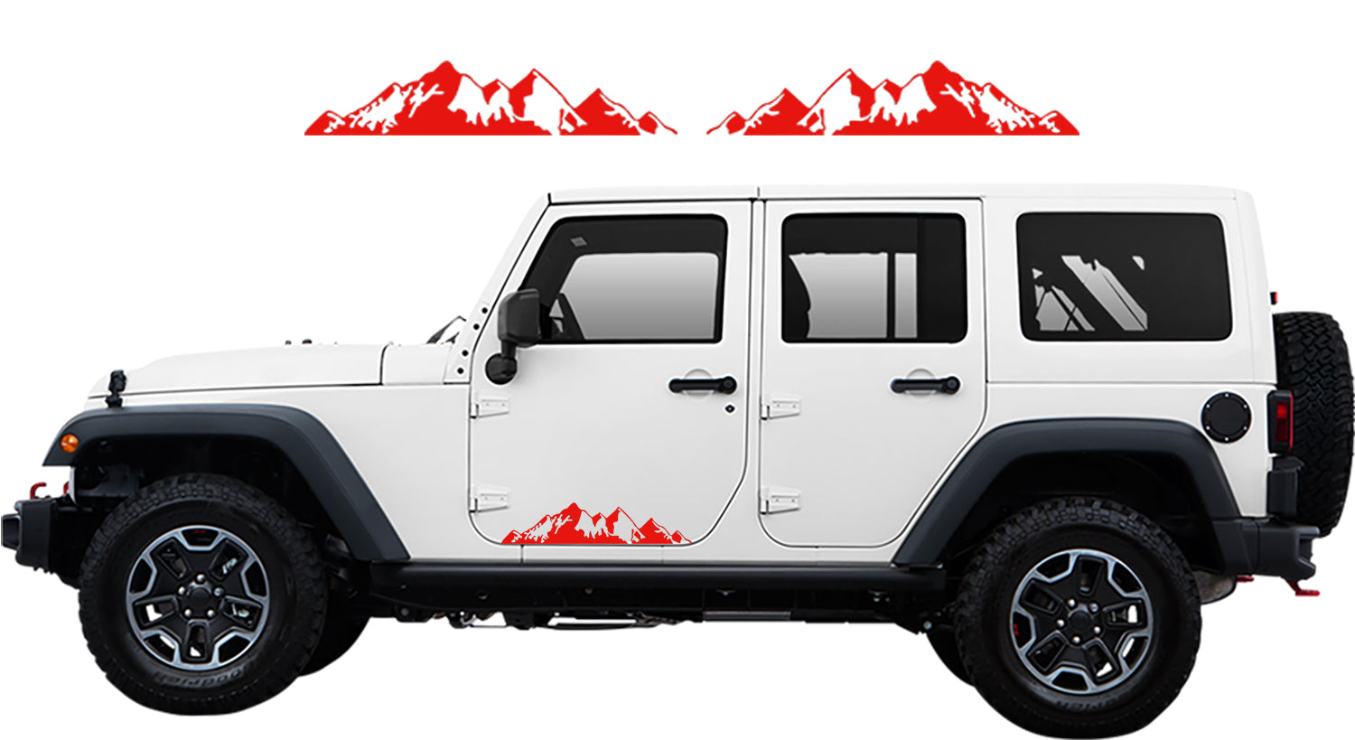 Jeep Wrangler JK Adventure Mountains Decals (Pair) : Vinyl Graphics Kit fits (2007-2018)