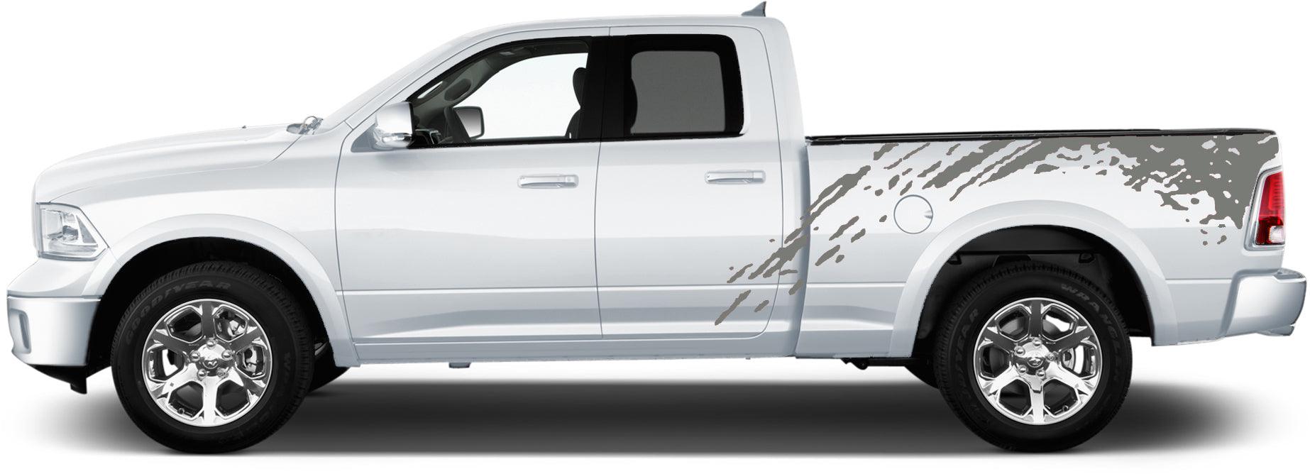 Dodge Ram 1500/2500/3500 (2009-2018) Custom Vinyl Decals, Graphics and Stickers - Mud Splash Bed Decal (Pair) - Jkprostickers