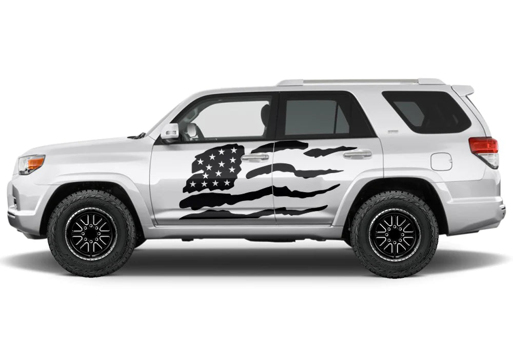 Toyota 4Runner US Flag Side Decals (Pair) : Vinyl Graphics Kit Fits (2010-2017)