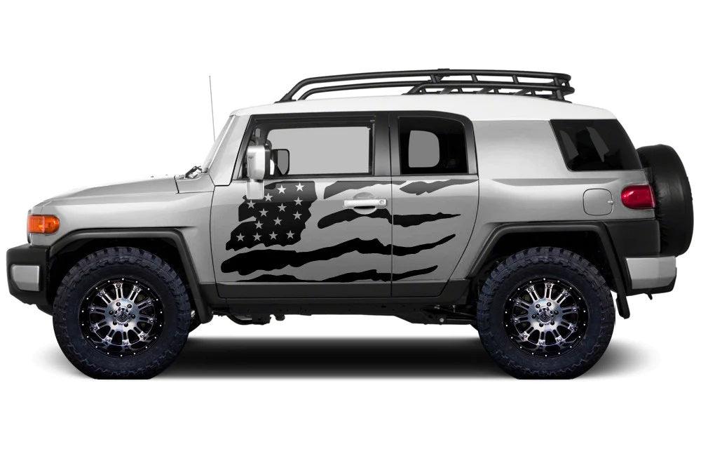 Toyota Fj Cruiser USA Flag Side Decals (Pair) : Vinyl Graphics Kit Fits (2007-2014)