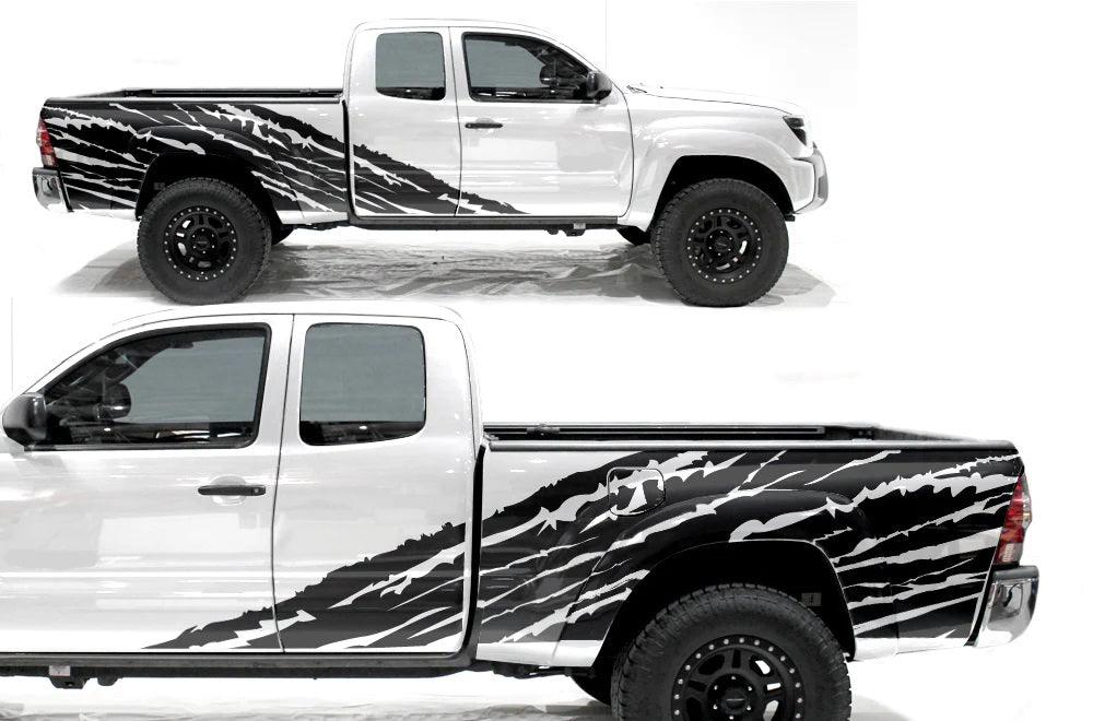 Toyota Tacoma Half Side Torn Decals (Pair) : Vinyl Graphics Kit Fits (2005-2015)