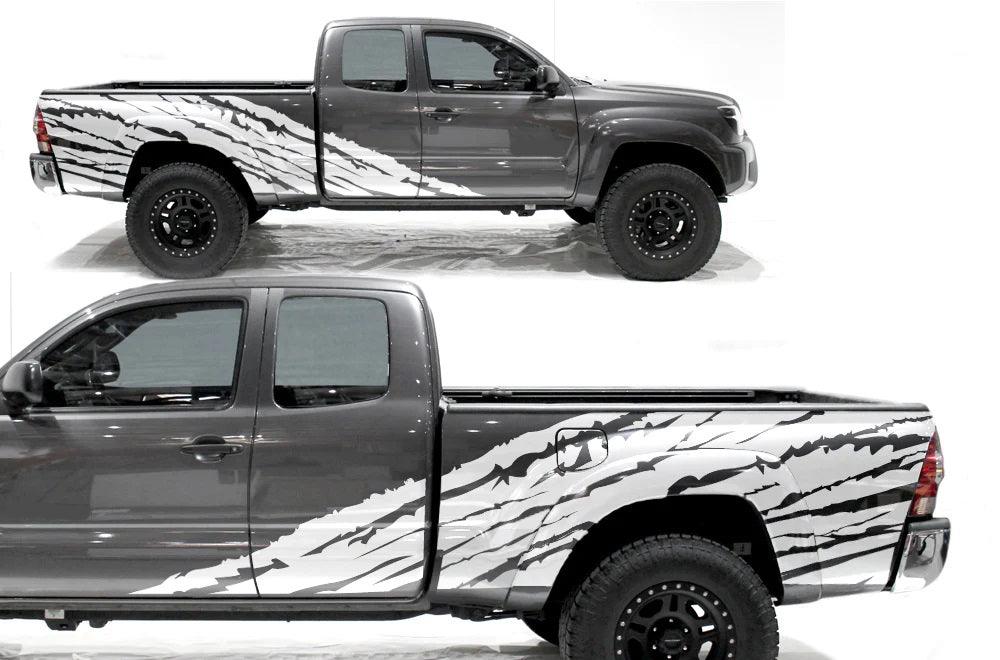 Toyota Tacoma 2Door Long Bed (2005-2015) Custom Vinyl Decals, Graphics and Stickers - Halfside Torn - Jkprostickers