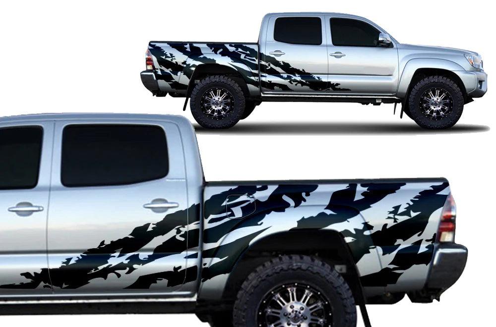 Toyota Tacoma Shredded Side Decals (Pair) : Vinyl Graphics Kit Fits (2005-2015)