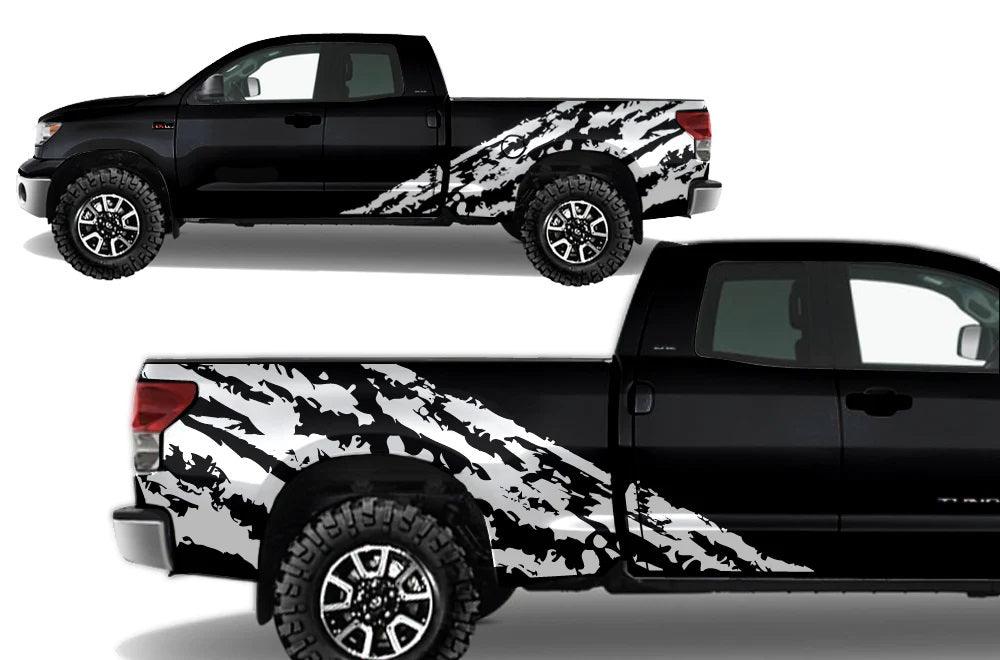 Toyota Tundra Double Cab (2007-2013) Vinyl Graphics Decals and Stickers - Shredded Bed Decal - Jkprostickers