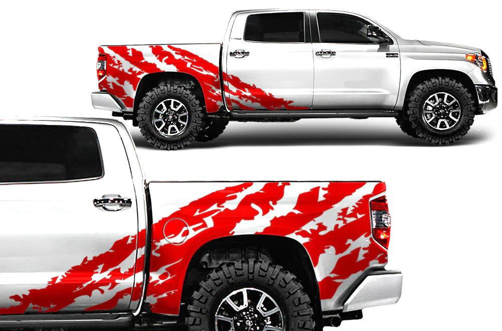 Toyota Tundra CrewMax (2014-2021) Auto Vinyl Graphics Decals and Stickers - Shredded Side Kit - Jkprostickers