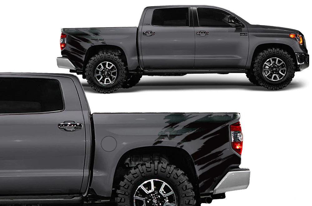 Toyota Tundra Torn Bed Decals (Pair) : Vinyl Graphics Kit Fits (2014-2021)
